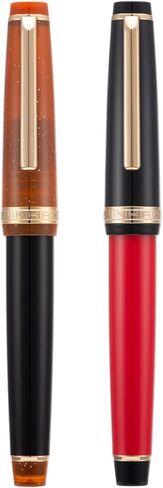 قلم حبر جينهاو 82 من الراتنج إيريديوم فائق النعومة ودقيق مع محول، أصفر مع مشبك فضي، مجموعة أقلام كتابة in Kuwait