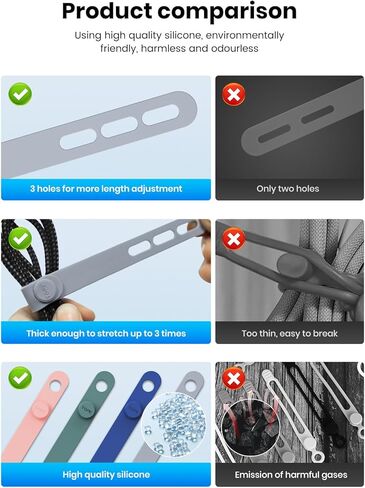 TOPK 30 حزمة منظم سلك، روابط إدارة منظم كابلات السيليكون قابلة لإعادة الاستخدام مع مواد سميكة وواسعة عالية المرونة وصديقة للبيئة لإدارة الكابلات المتعددة in Kuwait