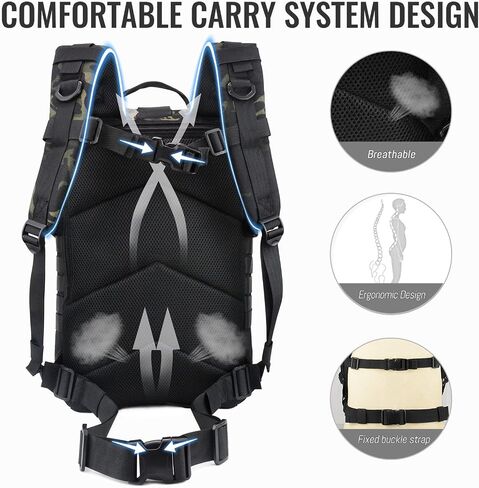 Military Tactical Backpack, Hydration Back Pack, 3 Day Assault Pack, Camping Rucksack with ISO Standard, 42L in Saudi Arabia