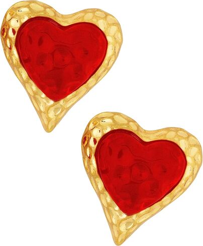 OJERRY Vintage Retro Red Heart Stud Earrings in Saudi Arabia