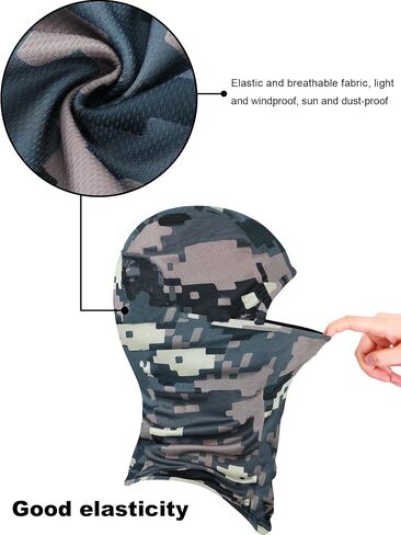 Blulu 3 Pieces Ski Mask Balaclava Full Face Mask Summer UV Sun Protection Face Cover Windproof Breathable Shiesty Mask(Dark Camouflage, General Size) in Saudi Arabia