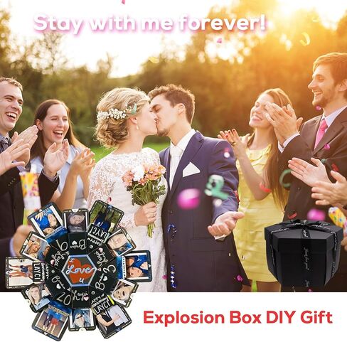 مجموعة علب الهدايا المتفجرة، صندوق الحب المتفجر المفاجئ، صندوق ألبوم الصور DIY للأزواج، عيد الأم، صندوق هدايا الزفاف، حفلة عيد الميلاد، الصديق، الصديقة، ألبوم الصور DIY على شكل سجل القصاصات، الذكرى السنوية in Kuwait
