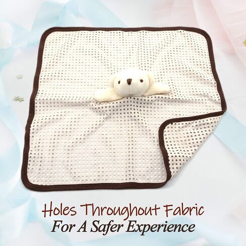 The Safer Baby Lovey | Breathable & Soft Security Blanket | Soft Blanket with Holes for Easy Breathing | Gender Neutral Snuggle Toy | Baby Gift for Newborns | Stuffed Plush Animal - 16x16 Inch (Pink) in Kuwait