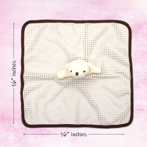 The Safer Baby Lovey | Breathable & Soft Security Blanket | Soft Blanket with Holes for Easy Breathing | Gender Neutral Snuggle Toy | Baby Gift for Newborns | Stuffed Plush Animal - 16x16 Inch (Pink) in Kuwait