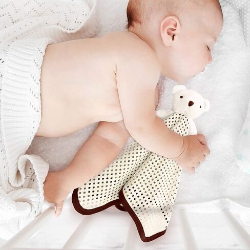 The Safer Baby Lovey | Breathable & Soft Security Blanket | Soft Blanket with Holes for Easy Breathing | Gender Neutral Snuggle Toy | Baby Gift for Newborns | Stuffed Plush Animal - 16x16 Inch (Pink) in Kuwait