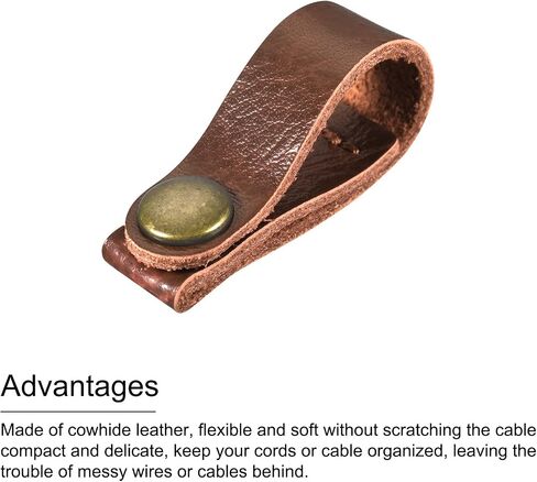 MECCANIXITY الجلود كابل الأشرطة الحبل المنظم 90x12mm كابل المحمولة مقاطع جلدية بني فاتح إدارة سلك سماعة الأذن للكابل والأسلاك، حزمة من 10 in Kuwait