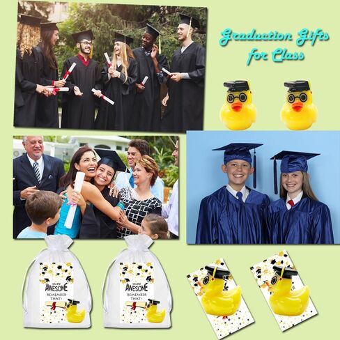 AWEELON 2024 Graduation Gifts Resin Graduation Duck Grad Funny Grad Ducks Bulk Inspirational Congratulation Cards White Organza Bags for Graduation Gifts Family School Birthday Party (90pcs) in Saudi Arabia