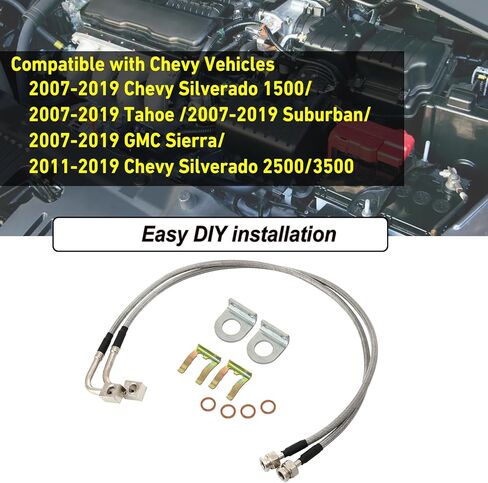 89370 خطوط فرامل أمامية مقاومة للصدأ متوافقة مع 2007-2019 تشيفي سيلفرادو 1500/2007-2019 تاهو /2007-2019 سوبربان/2007-2019 جي إم سي سييرا/2007-2019 تشيفي سيلفرادو 2500/2007-2019 تشيفي سيلفرادو 3500 in Kuwait