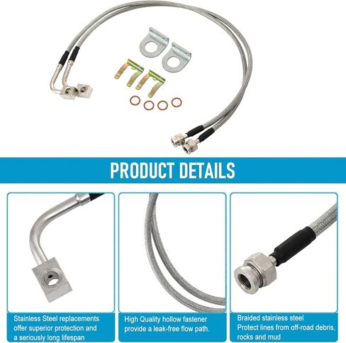 89370 خطوط فرامل أمامية مقاومة للصدأ متوافقة مع 2007-2019 تشيفي سيلفرادو 1500/2007-2019 تاهو /2007-2019 سوبربان/2007-2019 جي إم سي سييرا/2007-2019 تشيفي سيلفرادو 2500/2007-2019 تشيفي سيلفرادو 3500 in Kuwait