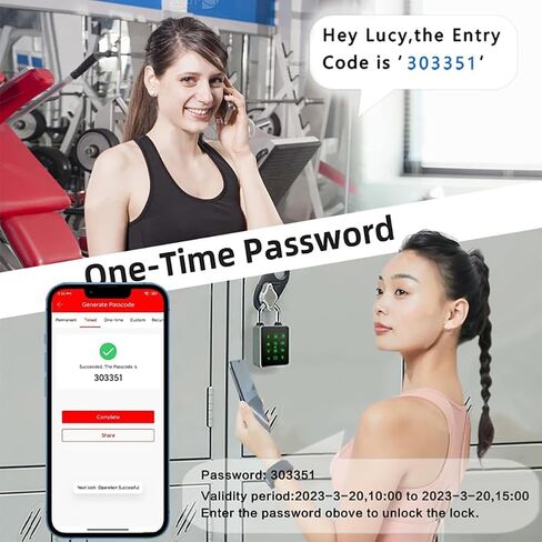 Combination Smart Padlock, Bluetooth Lock, APP Controlled, Touchscreen Keypad, Waterproof, Backup 2 Keys,7.5mm Schackle Suitable for Gym,Warehouse,Suitcase, Bike, School, Fence and Storage in Kuwait