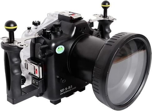 Seafrogs Waterproof housing for Canon EOS R3，Underwater Camera Housing with EF 24-105mm F4,EF 16-35mm F4 Lens,Can Effectively Waterproof up to 40M/130FT, Inbuilt Leak Detection Sensor(Black) in Saudi Arabia