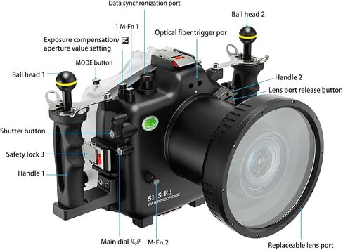 Seafrogs Waterproof housing for Canon EOS R3，Underwater Camera Housing with EF 24-105mm F4,EF 16-35mm F4 Lens,Can Effectively Waterproof up to 40M/130FT, Inbuilt Leak Detection Sensor(Black) in Saudi Arabia