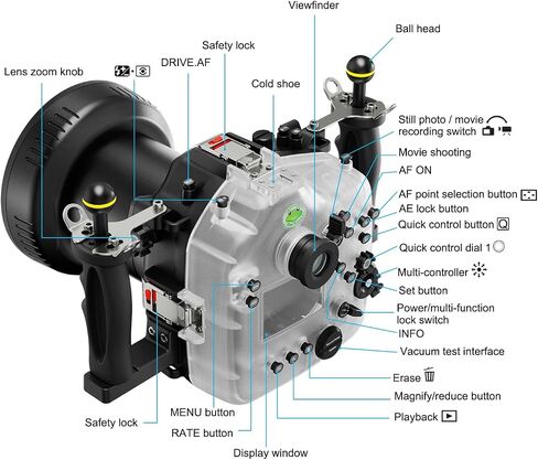 Seafrogs Waterproof housing for Canon EOS R3，Underwater Camera Housing with EF 24-105mm F4,EF 16-35mm F4 Lens,Can Effectively Waterproof up to 40M/130FT, Inbuilt Leak Detection Sensor(Black) in Saudi Arabia