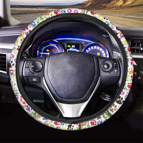 CLOHOMIN Brown Giraffe Print Car Wheel Cover Steering Wheel Protector for Women Men Microfabric Auto Steering Wheel Covers Universal 14-15 inch Car Interior Accessories in Saudi Arabia