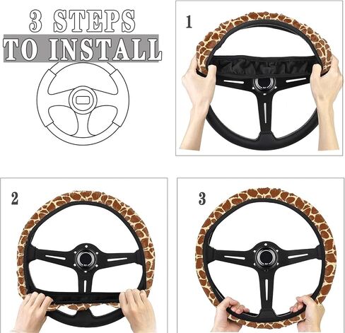 CLOHOMIN Brown Giraffe Print Car Wheel Cover Steering Wheel Protector for Women Men Microfabric Auto Steering Wheel Covers Universal 14-15 inch Car Interior Accessories in Saudi Arabia