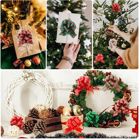 GeeRic Christmas Pull Bows and Ribbons, 12 Pieces Gift Bows for Gift Wrapping Ribbons and Bows, Large 5" Wide X’mas Gift Bows Ribbons in Kuwait