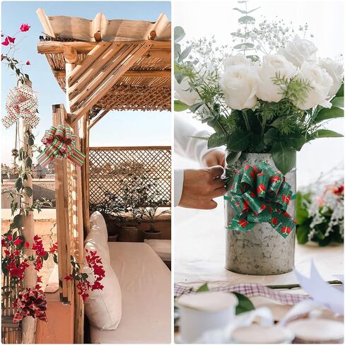 GeeRic Christmas Pull Bows and Ribbons, 12 Pieces Gift Bows for Gift Wrapping Ribbons and Bows, Large 5" Wide X’mas Gift Bows Ribbons in Kuwait