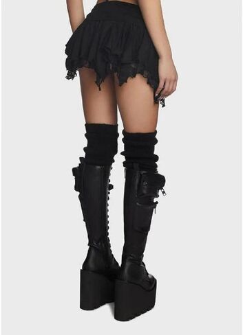 Y2k Ruffle Mini Skirt for Women Lace Hem Low Rise Pleated Short Skirt Fairy A-line Tiered Flowy Skirt Streetwear in Saudi Arabia