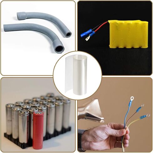 أنبوب الانكماش الحراري PVC من Uxcell مقاس 150 مم، غلاف عرض مسطح لطبقة مزدوجة 18650، 1 متر شفاف in Kuwait