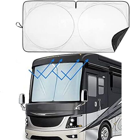مظلة الزجاج الأمامي لحافلة Big Ant RV، مظلة شمسية عاكسة للأشعة فوق البنفسجية بقوة 240 طن تحافظ على برودة منزل RV الخاص بك، مخصصة للمركبات الترفيهية الأمامية والشاحنات والبيوت المتنقلة والحافلات الكبيرة in Kuwait