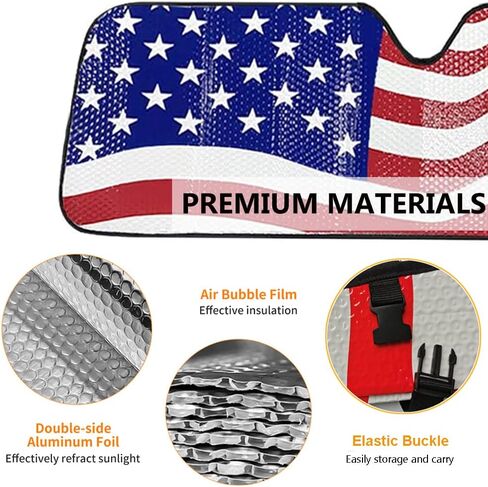 كبير النمل الزجاج الأمامي الشمس الظل، العلم الأمريكي سيارة الظل الزجاج الأمامي الأمامي مصممة للصحراء روبيكون JK JL CJ YJ TJ، لوحة القيادة طوي درع الشمس قناع للأشعة فوق البنفسجية والحرارة in Kuwait