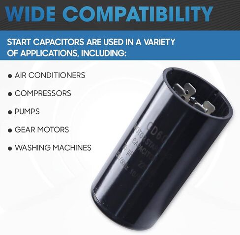 Seentech 124-149 uf/MFD 220-250 VAC Round Motor Start Capacitor 50/60 Hz AC Electric Replacement Part Universal Fit for AC Motor Run or Fan Start and Cool or Heat Pump Air Conditioner in Kuwait