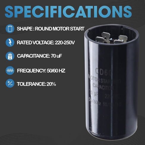 Seentech 124-149 uf/MFD 220-250 VAC Round Motor Start Capacitor 50/60 Hz AC Electric Replacement Part Universal Fit for AC Motor Run or Fan Start and Cool or Heat Pump Air Conditioner in Kuwait