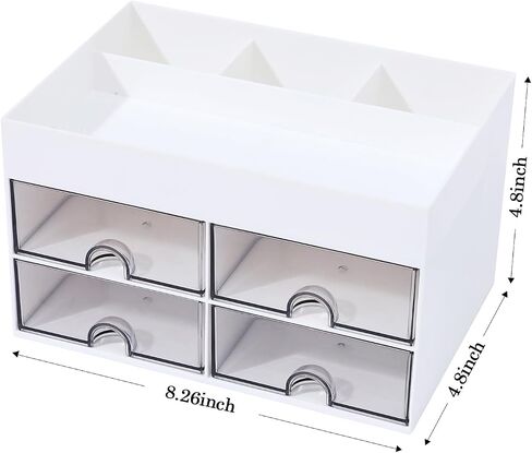 Desk Organizer with 4 Drawers, Makeup Organizer, 4 Compartments for nail polish, Lipstick, Brushes, Jewelry, Skincare, Bathroom Organization Boxes(Blue) in Saudi Arabia