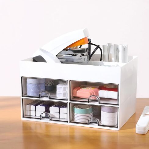 Desk Organizer with 4 Drawers, Makeup Organizer, 4 Compartments for nail polish, Lipstick, Brushes, Jewelry, Skincare, Bathroom Organization Boxes(Blue) in Saudi Arabia