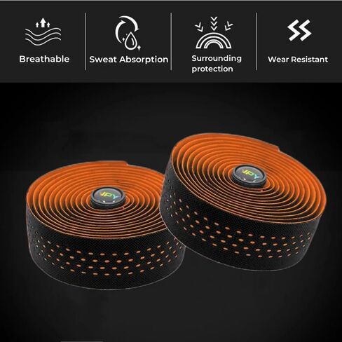 Bike Handlebar Tape Anti-Slip Bar Tape for Road Cycling Bicycle Drop Bar Wraps Spots Pattern for Comfortable Grip EVA Foam Self-Adhesive Set of 2,Orange in Saudi Arabia