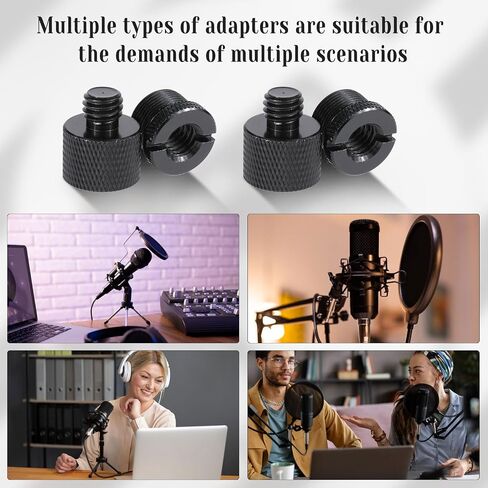 Molain 8Pcs Mic Stand Adapter Set, Alloy 5/8 Female to 3/8 Male 3/8 Female to 5/8 Male 5/8 Female to 1/4 Male 1/4 Female to 5/8 Male Screw for Mic Stand Boom Camera Tripod(Black) in Saudi Arabia