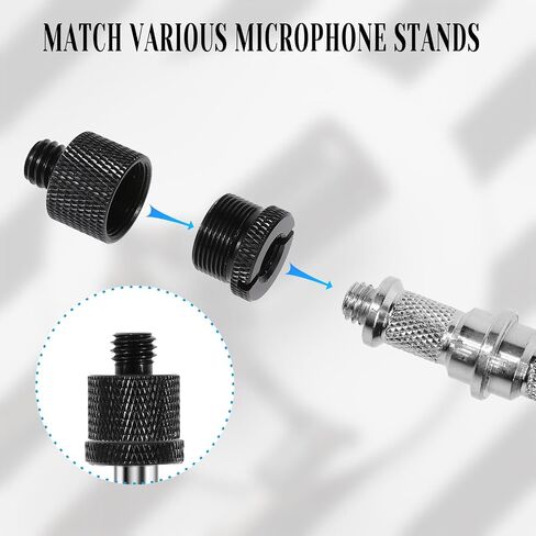Molain 8Pcs Mic Stand Adapter Set, Alloy 5/8 Female to 3/8 Male 3/8 Female to 5/8 Male 5/8 Female to 1/4 Male 1/4 Female to 5/8 Male Screw for Mic Stand Boom Camera Tripod(Black) in Saudi Arabia