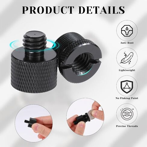 Molain 8Pcs Mic Stand Adapter Set, Alloy 5/8 Female to 3/8 Male 3/8 Female to 5/8 Male 5/8 Female to 1/4 Male 1/4 Female to 5/8 Male Screw for Mic Stand Boom Camera Tripod(Black) in Saudi Arabia