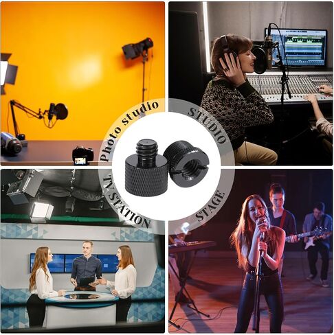 Molain 8Pcs Mic Stand Adapter Set, Alloy 5/8 Female to 3/8 Male 3/8 Female to 5/8 Male 5/8 Female to 1/4 Male 1/4 Female to 5/8 Male Screw for Mic Stand Boom Camera Tripod(Black) in Saudi Arabia