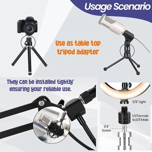 مجموعة محول حامل ميكروفون قابل للتعديل 6 في 1 من YASUOA مع ملحقات تثبيت الميكروفون ومرفق تثبيت التحكم in Kuwait