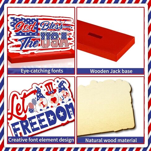 4 قطع ديكورات الرابع من يوليو قطع مركزية خشبية للطاولات ديكورات حفلات الرابع من يوليو وديكورات يوم الاستقلال ومستلزمات اليوم التذكاري للحفلات ذات الطابع الوطني الأمريكي in Kuwait