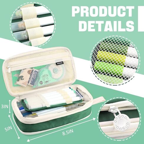 hatisan Large Capacity Pencil Pouch Foldable Pencil Pen Case Bag with Zipper Cute Pencil Case for Girl Teen School Office College Cute School Supplies(Light Blue) in Saudi Arabia