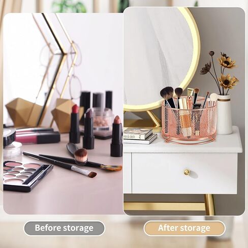 حامل أقلام للمكتب، منظم مكتب شبكي يدور 360 درجة بسعة كبيرة 4 مقصورات، ملحقات مكتبية متعددة الوظائف وحامل فرشاة مكياج للمكتب والمدرسة والمنزل (أسود) in Kuwait