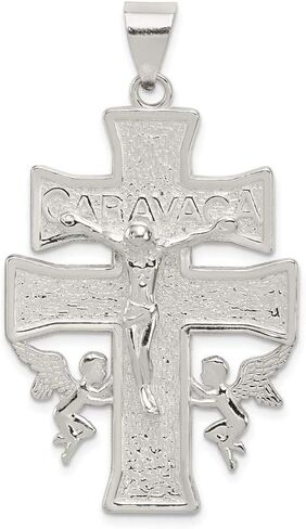 Solid 925 Sterling Silver Large Caravaca INRI Crucifix Cross Pendant Charm in Saudi Arabia