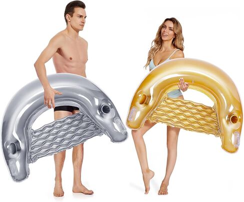 Zcaukya 2 Packs Inflatable Pool Float Chairs, Water Lounge Floaties for Adults with Cup Holder and Backrest, Floating Tube Armchairs for Swimming Pool Summer Parties in Saudi Arabia