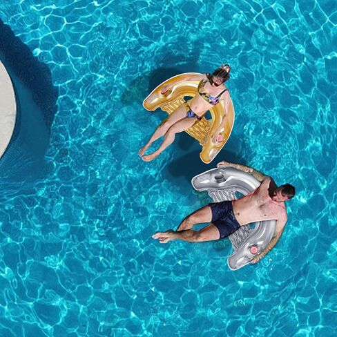Zcaukya 2 Packs Inflatable Pool Float Chairs, Water Lounge Floaties for Adults with Cup Holder and Backrest, Floating Tube Armchairs for Swimming Pool Summer Parties in Saudi Arabia