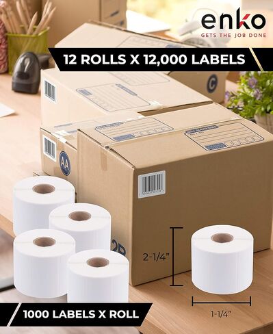 enKo Direct Thermal Labels 2-1/4 x 1-1/4 inches (3 Rolls, 3000 Labels) Perforated Thermal Stickers for Address Mailing, Barcode, FBA Stickers, FNSKU Labels for Zebra, Rollo, Eltron Printer in Saudi Arabia