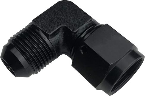 Aluminum 90 Degree 3AN Female to 3 AN Male Flare Hose Union Fuel Line Bulkhead Fitting Adapters Black in Saudi Arabia