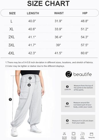 بنطال رياضي نسائي من Beautife بمقاس كبير كاجوال للركض كبير الحجم وفضفاض للتمرين مع جيوب in Kuwait