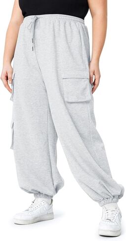 بنطال رياضي نسائي من Beautife بمقاس كبير كاجوال للركض كبير الحجم وفضفاض للتمرين مع جيوب in Kuwait