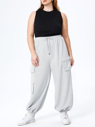 بنطال رياضي نسائي من Beautife بمقاس كبير كاجوال للركض كبير الحجم وفضفاض للتمرين مع جيوب in Kuwait