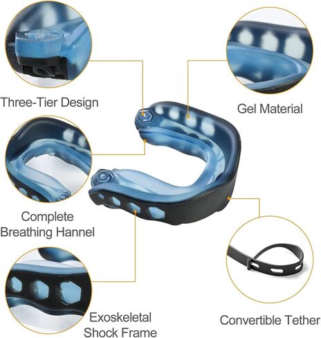 4 قطع من واقي الفم لكرة القدم مع حزام، واقي الفم الناعم للشباب الرياضي الاحترافي للملاكمة والهوكي واللاكروس وكرة السلة والفنون القتالية المختلطة والرجبي والجوجيتسو in Kuwait
