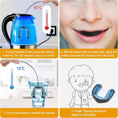 4 قطع من واقي الفم لكرة القدم مع حزام، واقي الفم الناعم للشباب الرياضي الاحترافي للملاكمة والهوكي واللاكروس وكرة السلة والفنون القتالية المختلطة والرجبي والجوجيتسو in Kuwait