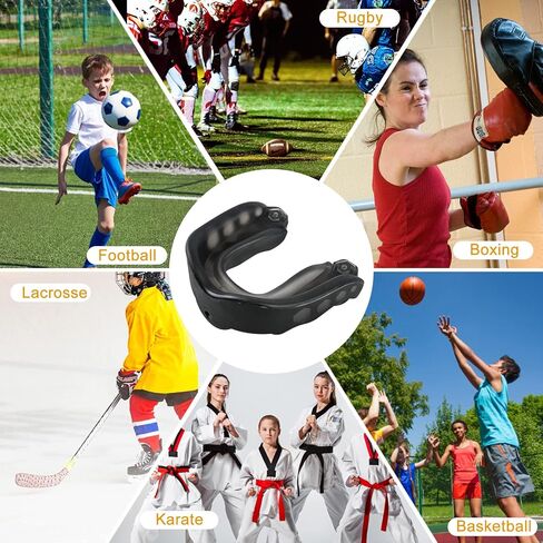 4 قطع من واقي الفم لكرة القدم مع حزام، واقي الفم الناعم للشباب الرياضي الاحترافي للملاكمة والهوكي واللاكروس وكرة السلة والفنون القتالية المختلطة والرجبي والجوجيتسو in Kuwait