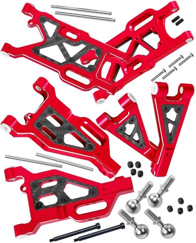 RCMYou Aluminum Suspension A Arms Upgrades Part for 1/8 Typhon 6S,1/7 Felony Infraction Limitless 6S BLX,Front Upper & Front Lower & Rear Lower Suspension A Arms Hops up w/Pivot Balls,Red in Saudi Arabia